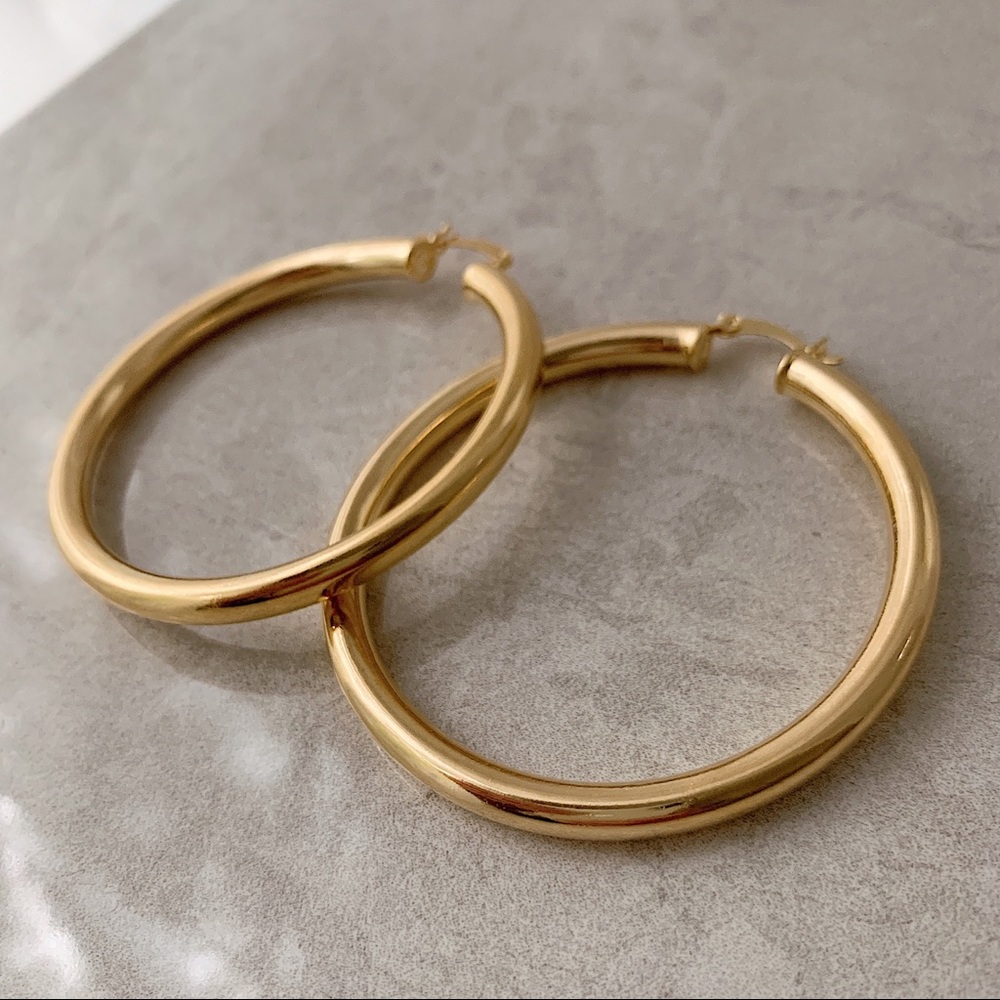 XL Tube Hoops | 18k Gold Filled - Picture 3 of 4